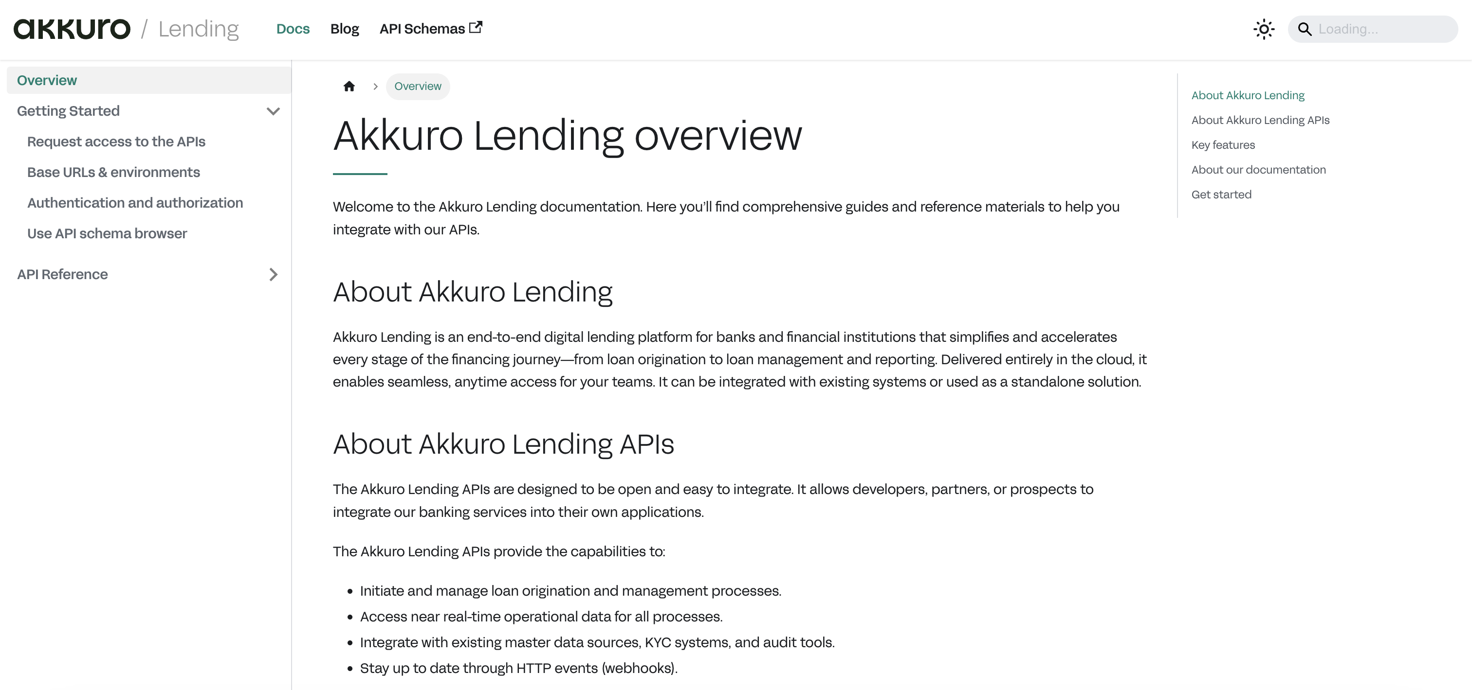 The API documentation page