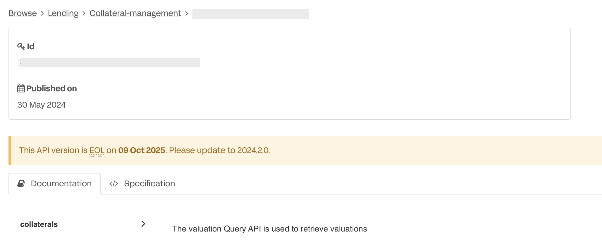 Notifications on the version detail page
