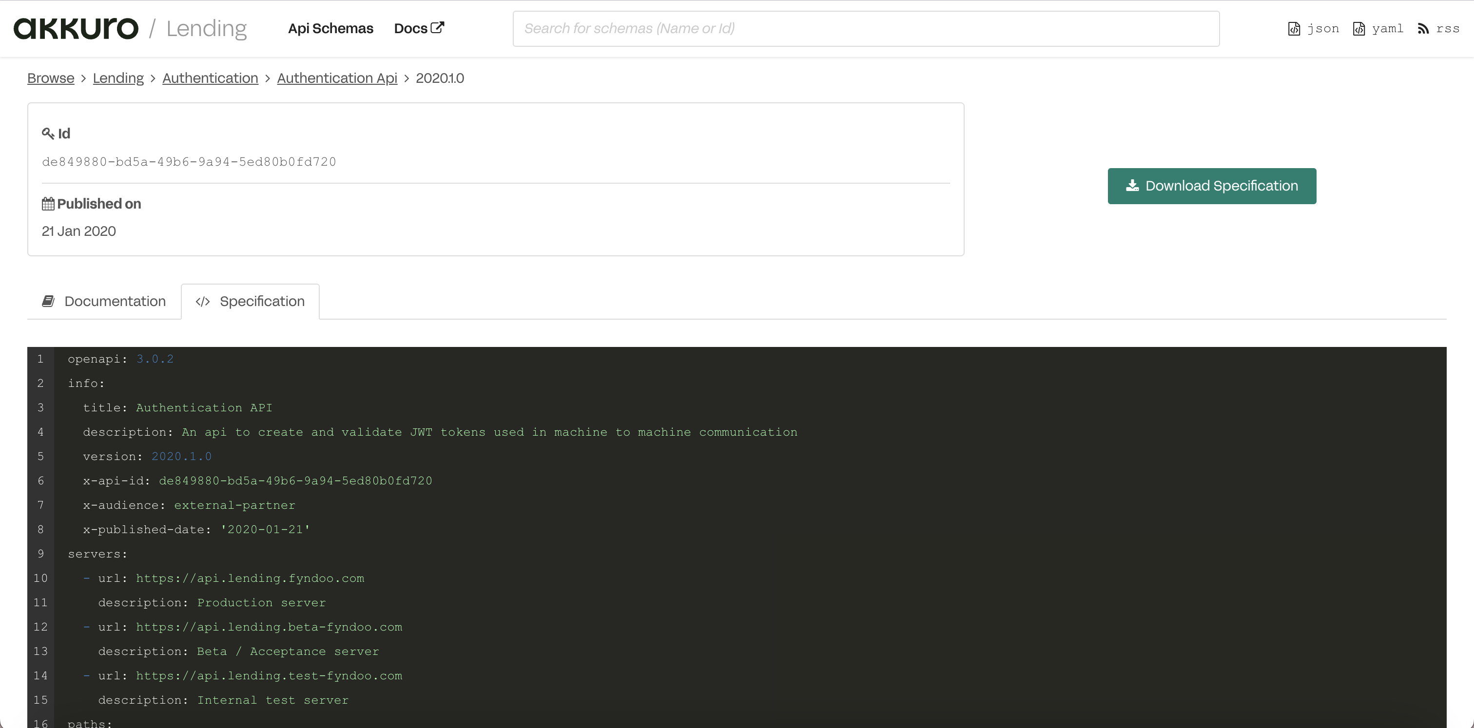 Schema specification